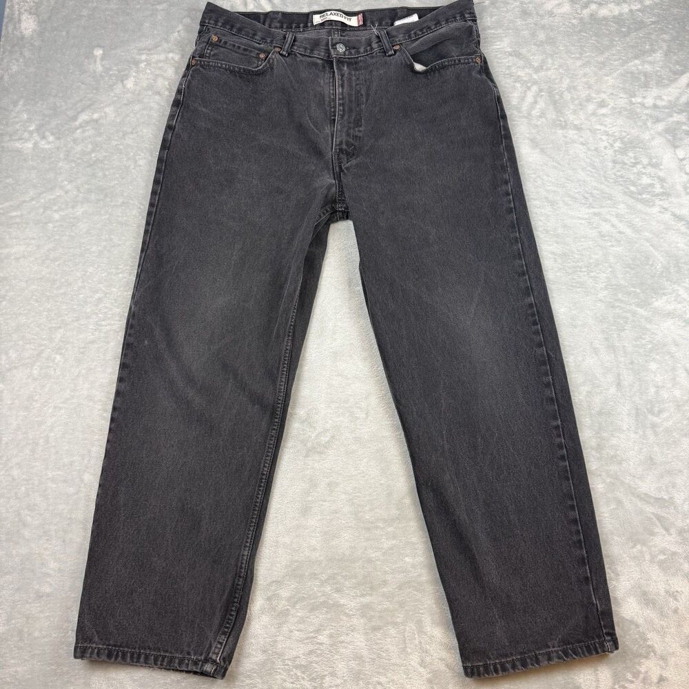 Vintage Y2K Levi’s 550 Relaxed Fit Black Jeans 38x30 Faded Baggy Denim Pants